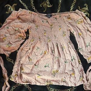 Floral Smocked Off-Shoulder Top - Pink